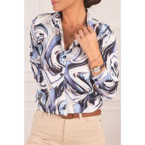 armonika Women's Blue Patterned Long Sleeve Shirt