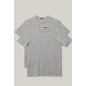 ALTINYILDIZ CLASSICS Men's Gray Slim Fit Slim Fit V-Neck T-Shirt 2-Pack