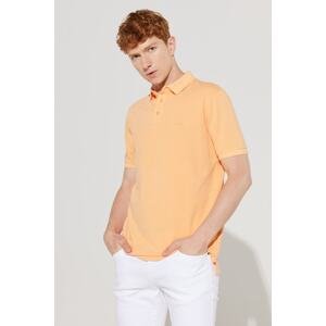 ALTINYILDIZ CLASSICS Men's Orange Slim Fit Slim Fit Polo Neck 100% Cotton Short Sleeve Patterned T-Shirt