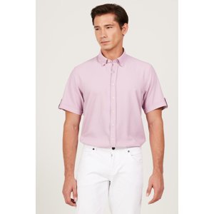 AC&Co / Altınyıldız Classics Men's Lilac Slim Fit Slim Fit Hidden Button Collar Short Sleeve Shirt