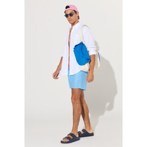 AC&Co / Altınyıldız Classics Men's Blue Standard Fit Regular Fit Quick Dry Side Pockets Patterned Swimwear