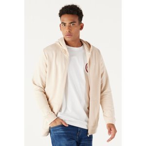 AC&Co / Altınyıldız Classics Men's Beige Standard Fit Regular Fit Hooded Zipper Sweatshirt Jacket