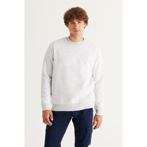 AC&Co / Altınyıldız Classics Men's Snow Melange Standard Fit Normal Cut 3 Thread Crew Neck Sweatshirt with Inner Fleece