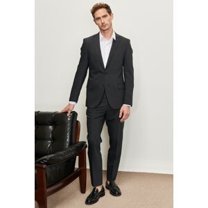 ALTINYILDIZ CLASSICS Men's Anthracite Slim Fit Slim Fit Mono Collar Checkered Woolen Suit