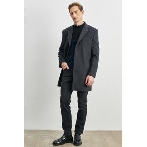 ALTINYILDIZ CLASSICS Men's Anthracite Standard Fit Regular Cut Mono Collar Wool Coat