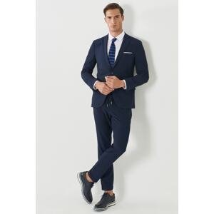 ALTINYILDIZ CLASSICS Men's Navy Blue Slim Fit Slim Fit Mono Collar Dobby Navy Blue Suit