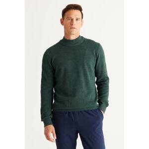 AC&Co / Altınyıldız Classics Men's Green Recycle Standard Fit Regular Cut Half Turtleneck Cotton Jacquard Knitwear Sweater