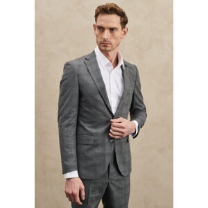 ALTINYILDIZ CLASSICS Men's Gray Extra Slim Fit Slim Fit Monocollar Checkered Suit.