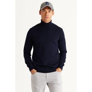 ALTINYILDIZ CLASSICS Men's Navy Blue Standard Fit Normal Fit Anti-Pilling Full Turtleneck Knitwear Sweater
