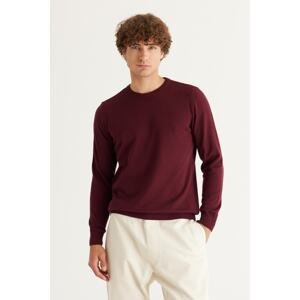 ALTINYILDIZ CLASSICS Men's Burgundy Standard Fit Regular Fit Crew Neck Cotton Knitwear Sweater