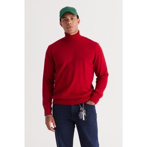 ALTINYILDIZ CLASSICS Men's Red Standard Fit Normal Cut Anti-Pilling Full Turtleneck Knitwear Sweater