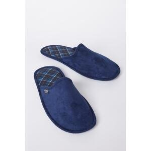 ALTINYILDIZ CLASSICS Men's Navy Blue-Blue Twigy Soft Sole Indoor Slippers Groom Dowry