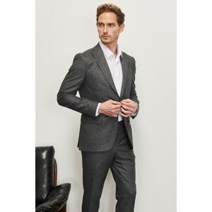 ALTINYILDIZ CLASSICS Men's Anthracite Slim Fit Slim Fit Dovetail Neck Patterned Suit