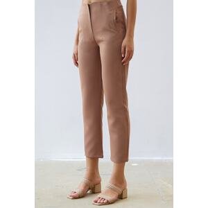 InStyle High Waist Darts Double Fabric Trousers - Milk Brown