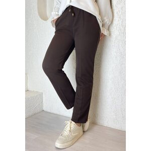 InStyle Elastic Waist Lycra Double Fabric Trousers - Bitter Brown