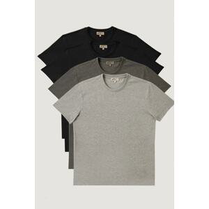 AC&Co / Altınyıldız Classics Men's Gray Melange-k.grey-black-black Slim Fit Slim Fit 4-Piece T-Shirt