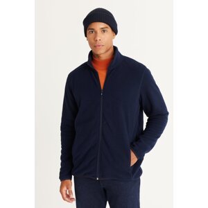 AC&Co / Altınyıldız Classics Men's Navy Blue Anti-pilling Non-Pilling Standard Fit Stand-Up Bato Collar Sweatshirt Fleece Jacket