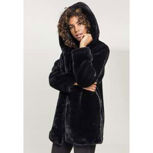 Dámský Teddy Coat s kapucí černý