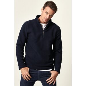 AC&Co / Altınyıldız Classics Men's Navy Blue Anti-pilling Anti-Pilling Standard Fit High Neck Cold Proof Fleece Sweatshirt
