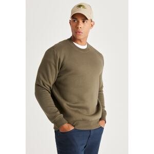 AC&Co / Altınyıldız Classics Men's Khaki Standard Fit Normal Cut Inner Fleece 3 Thread Crew Neck Cotton Sweatshirt