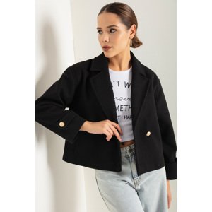 Lafaba Women's Black Gold Buttoned Short Coat