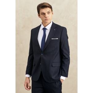 ALTINYILDIZ CLASSICS Men's Navy Blue Regular Fit Relaxed Cut Mono Collar Dobby Suit