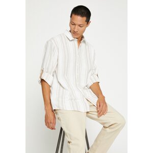 Koton Men's Beige Striped Shirt