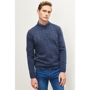 ALTINYILDIZ CLASSICS Men's Indigo Standard Fit Normal Cut Half Turtleneck Knitwear Sweater