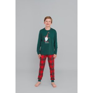 Chlapecké pyžamo Narwik, dlouhý rukáv, dlouhé nohavice - zelená/potisk