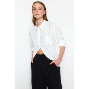 Trendyol White Stone Woven Shirt