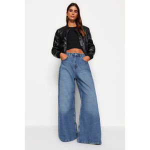 Trendyol Blue Elastic Waist High Waist Extra Wide Leg Jeans