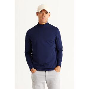 ALTINYILDIZ CLASSICS Men's Navy Blue Standard Fit Normal Cut Half Turtleneck Knitwear Sweater