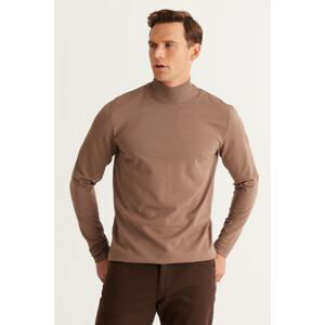 ALTINYILDIZ CLASSICS Men's Mink Standard Fit Normal Cut Half Turtleneck Knitwear Sweater
