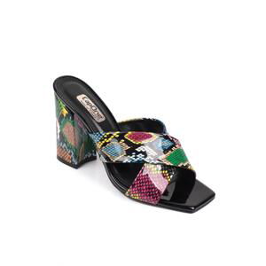 Capone Outfitters Capone 015 Heeled Flat Toe Multi Women's Slippers
