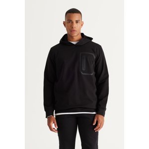 ALTINYILDIZ CLASSICS Men's Black Standard Fit Regular Cut Hooded Cotton Sweatshirt