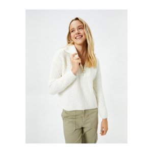 Koton Half-Zip Knitwear Sweater High Neck Elastic Knit Detailed Soft Textured