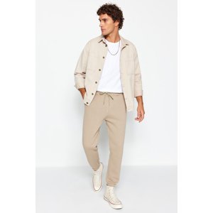 Trendyol Men's Mink Plus Size Regular/Normal Fit Comfortable Elastic Cuff Basic Fleece Sweatpants