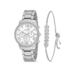 Polo Air Sports Case Women's Wristwatch Zircon Stone Bracelet Combination Silver Color