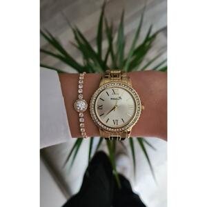 Polo Air Luxury Stone Roman Numeral Women's Wristwatch Zircon Stone Elegant Waterway Bracelet Gold Color