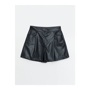 LC Waikiki Comfortable Fit Plain Leather Look Women's Shorts