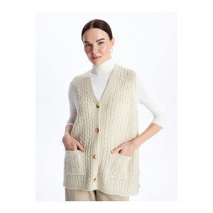 LC Waikiki Grace V-Neck Self-Patterned Women's Knitwear Vest