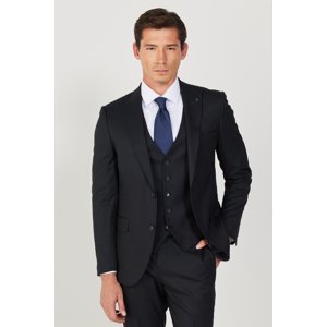 ALTINYILDIZ CLASSICS Men's Black-gray Extra Slim Fit Slim Fit Swallow Collar Striped Vest Suit