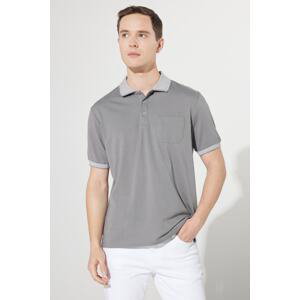 ALTINYILDIZ CLASSICS Men's Non-Shrink Cotton Fabric Regular Fit Comfort Fit Grey-gray Polo Neck Pocket T-Shirt
