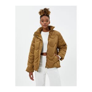 Koton Inflatable Quilted Coat High Neck Zippered Pocket