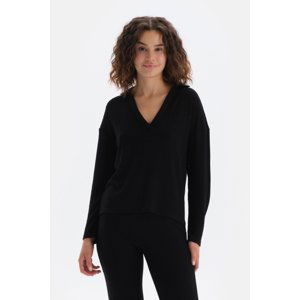 Dagi Black Polo Neck Half Pop Sweatshirt