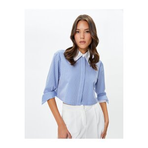 Koton Crop Shirt Buttoned Cuff Collar Long Sleeve Regular Fit