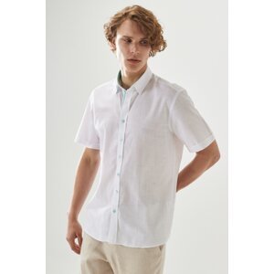 AC&Co / Altınyıldız Classics Men's White Mint Slim Fit Slim Fit 100% Cotton Buttoned Collar Flamed Casual Shirt
