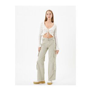 Koton Cargo Pants Wide Leg Normal Waist Belt Detailed Pocket Cotton - Bianca Jeans