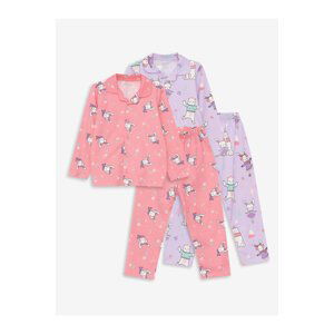 LC Waikiki Polo Neck Long Sleeve Printed Baby Girl Pajamas Set 2-Pack