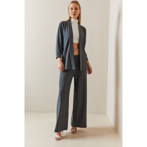 XHAN Anthracite Striped Casual Double Suit